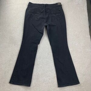 Levi's 515 Boot Cut Jeans Women 16 Black Denim Rhinestone Studded Mid Rise Pant